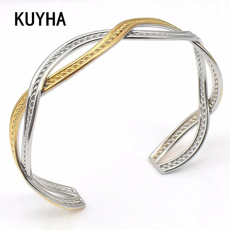 61MM Stainless Steel Cuff Bracelet Expandable Bangle Bracelet Women Men Bangles