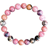 Natural Rhodonite 8mm Round Beads Stretchable Bracelet, Unisex