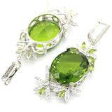 22g Princess Cut Green Peridot CZ Silver Earrings for Ladies