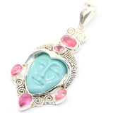Egypt Goddess Turquoise Amethyst Silver Pendant