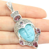 Egypt Goddess Turquoise Amethyst Silver Pendant