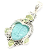 Egypt Goddess Turquoise Amethyst Silver Pendant