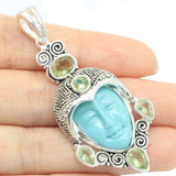 Egypt Goddess Turquoise Amethyst Silver Pendant