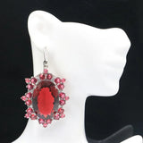 Big Oval Rhodolite Garnet Silver Dangle Earrings