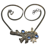 Neo-Gothic Vintage Tree Emerald Tourmaline Tanzanite Necklace