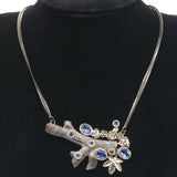 Neo-Gothic Vintage Tree Emerald Tourmaline Tanzanite Necklace
