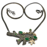 Neo-Gothic Vintage Tree Emerald Tourmaline Tanzanite Necklace