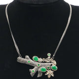 Neo-Gothic Vintage Tree Emerald Tourmaline Tanzanite Necklace