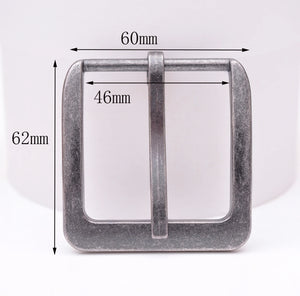 Retro Silver Two-Tone Heavy Square Pin Clips Belt Buckle