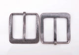 Retro Silver Two-Tone Heavy Square Pin Clips Belt Buckle