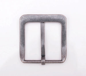 Retro Silver Two-Tone Heavy Square Pin Clips Belt Buckle