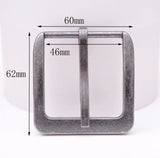 Retro Silver Two-Tone Heavy Square Pin Clips Belt Buckle