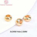 20PCS 6x3MM 24K Plated Brass Spacer Beads for Bracelets