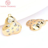 4PCS 14x13.5MM Brass Zircon Oval Rhombus Charms Pendants DIY Jewelry Findings