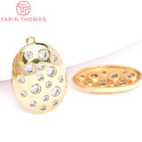 4PCS 14x13.5MM Brass Zircon Oval Rhombus Charms Pendants DIY Jewelry Findings
