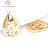 4PCS 14x13.5MM Brass Zircon Oval Rhombus Charms Pendants DIY Jewelry Findings