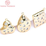 4PCS 14x13.5MM Brass Zircon Oval Rhombus Charms Pendants DIY Jewelry Findings