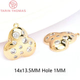 4PCS 14x13.5MM Brass Zircon Oval Rhombus Charms Pendants DIY Jewelry Findings