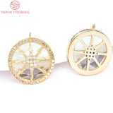 4PCS 12MM 24K Brass Zircon Charms DIY Jewelry Findings