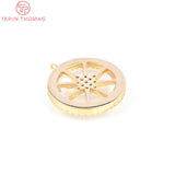 4PCS 12MM 24K Brass Zircon Charms DIY Jewelry Findings