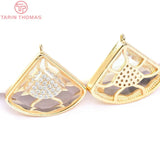 4PCS 12MM 24K Brass Zircon Charms DIY Jewelry Findings