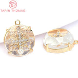 4PCS 12MM 24K Brass Zircon Charms DIY Jewelry Findings