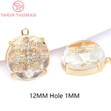 4PCS 12MM 24K Brass Zircon Charms DIY Jewelry Findings