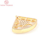 4PCS 12MM 24K Brass Zircon Charms DIY Jewelry Findings