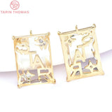 4PCS 12MM 24K Brass Zircon Charms DIY Jewelry Findings