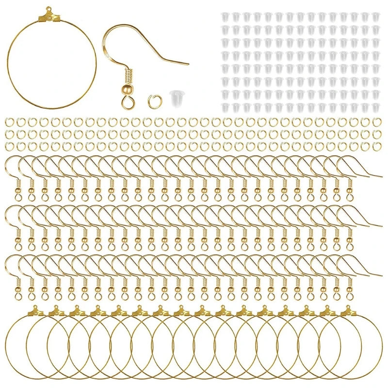 624-Piece Earring Making Kit w/ Hypoallergenic Hooks, Rings, & Backs
