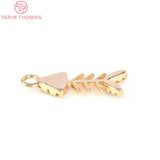 4PCS 6x15.5MM 24K Brass Zircon Fish Bone Charms Pendants DIY Jewelry Findings