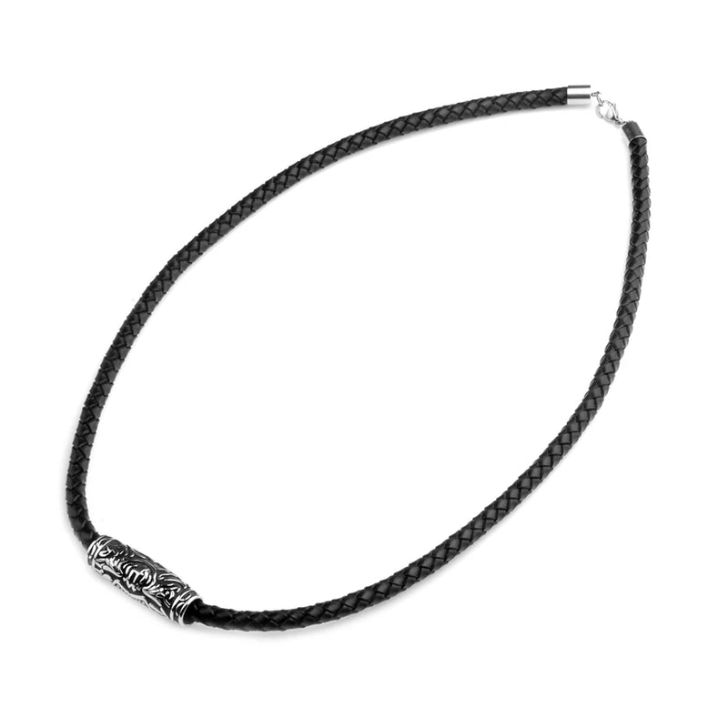 62CM Leather Bracelet Stainless Steel Charm Punk Style Men's Jewelry