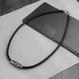 62CM Leather Bracelet Stainless Steel Charm Punk Style Men's Jewelry