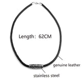 62CM Leather Bracelet Stainless Steel Charm Punk Style Men's Jewelry
