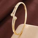 Women's Minimalist Round Synthetic Zirconia Bracelet, Golden Plated