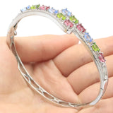 Oval Tanzanite Tourmaline Peridot Citrine CZ Silver Bangle Bracelet