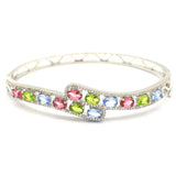 Oval Tanzanite Tourmaline Peridot Citrine CZ Silver Bangle Bracelet