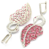 Goose Shape Pink Rhodolite Garnet Earrings