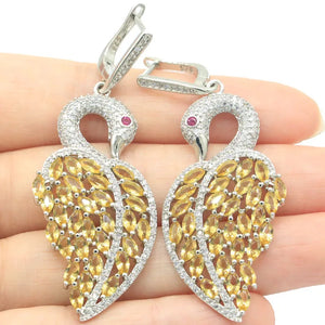 Goose Shape Pink Rhodolite Garnet Earrings
