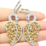 Goose Shape Pink Rhodolite Garnet Earrings