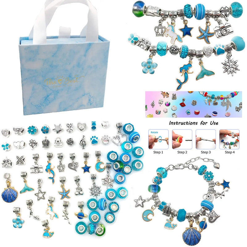 63 Pcs DIY Bracelet Making Kit Charms Necklace Jewelry Making Supplies Beads