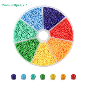 6300Pcs 2mm Colorful Glass Seed Beads Charm Set for DIY Bracelet Necklace