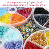 6300Pcs/2mm Colorful Round Charm Czech Spacer Glass Seed Beads Set