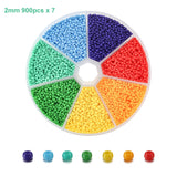 6300Pcs/2mm Colorful Round Charm Czech Spacer Glass Seed Beads Set