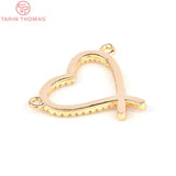 4PCS 18x19MM 24K Brass Zircon Heart Charms Pendants DIY Jewelry Findings