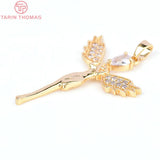 4PCS 24K Brass Zircon Angel Shaped Pendants DIY Jewelry Findings