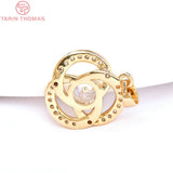 4PCS 17MM 24K Brass Zircon Charms Pendants DIY Jewelry Findings
