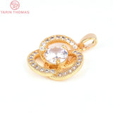 4PCS 17MM 24K Brass Zircon Charms Pendants DIY Jewelry Findings