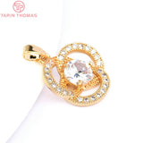 4PCS 17MM 24K Brass Zircon Charms Pendants DIY Jewelry Findings