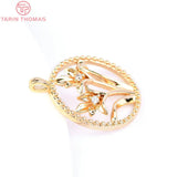 6PCS 18.5MM Brass Zircon Flowers Pendants DIY Jewelry Making Findings